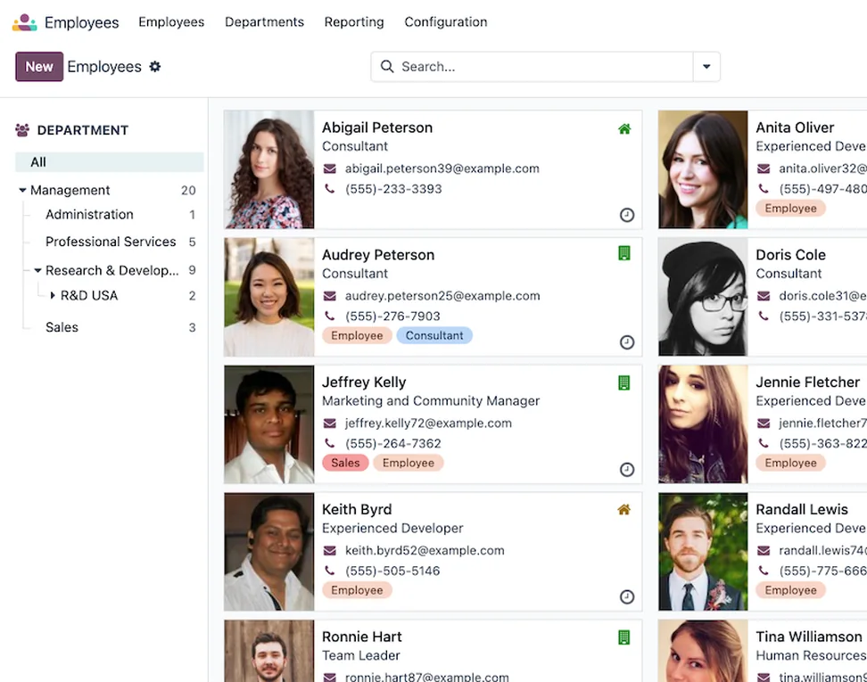HR management module: Odoo Employees directory